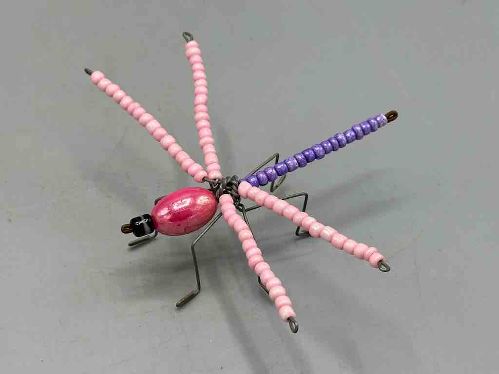 Beaded Wire Decor African Small 3-Color Dragonfly Insect