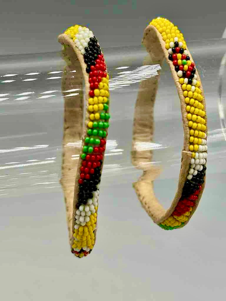 Multi-color narrow fine beaded leather bracelet - Mauritania