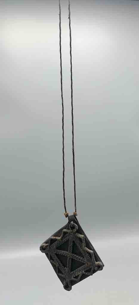 Leather-backed Handcast Brass Pendant Necklace - Mali