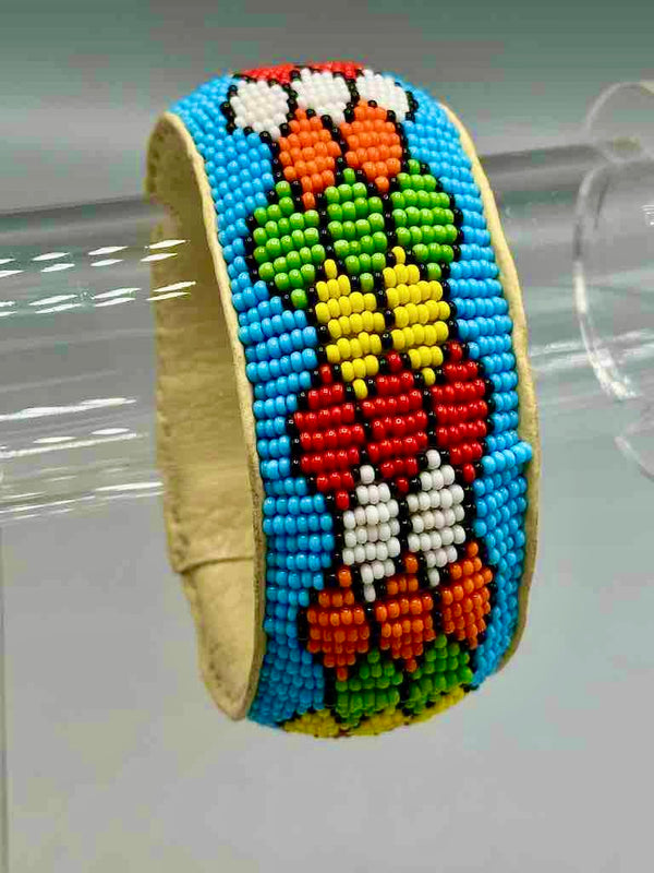 Multicolor Design Wide Beaded Leather Bracelet - Mali