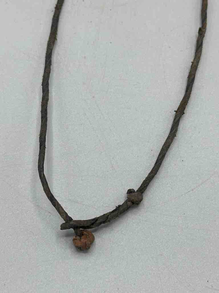 Leather-backed Handcast Brass Pendant Necklace - Mali