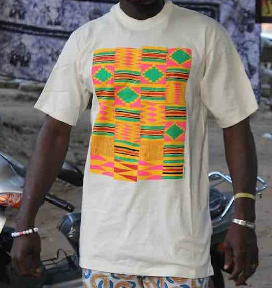 African Pink Kente Cloth Design Natural 100% Cotton T-Shirt