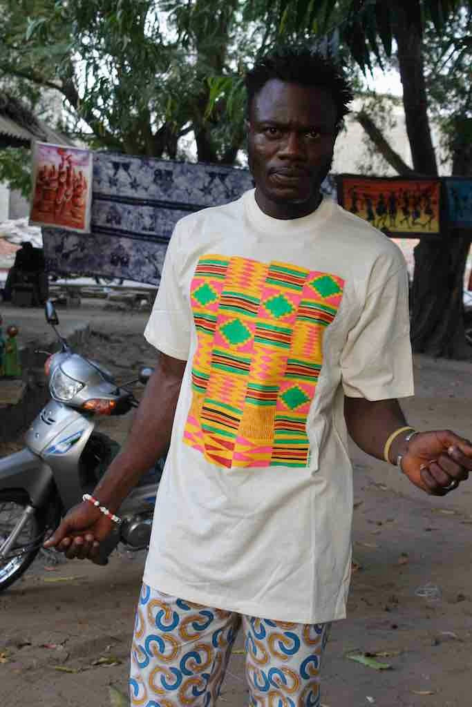 African Pink Kente Cloth Design Natural 100% Cotton T-Shirt