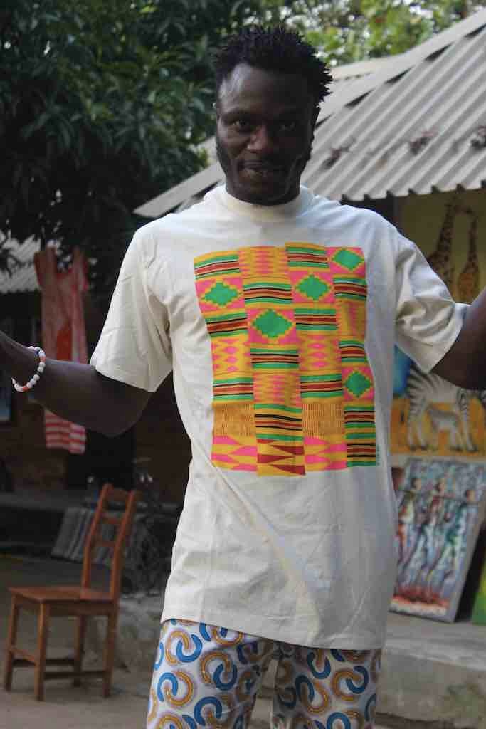 African Pink Kente Cloth Design Natural 100% Cotton T-Shirt