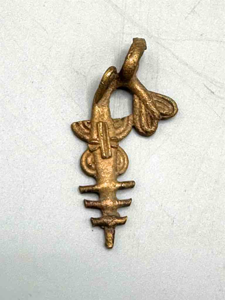 Small African Brass Sawfish Pendant -right oriented tail - Ghana