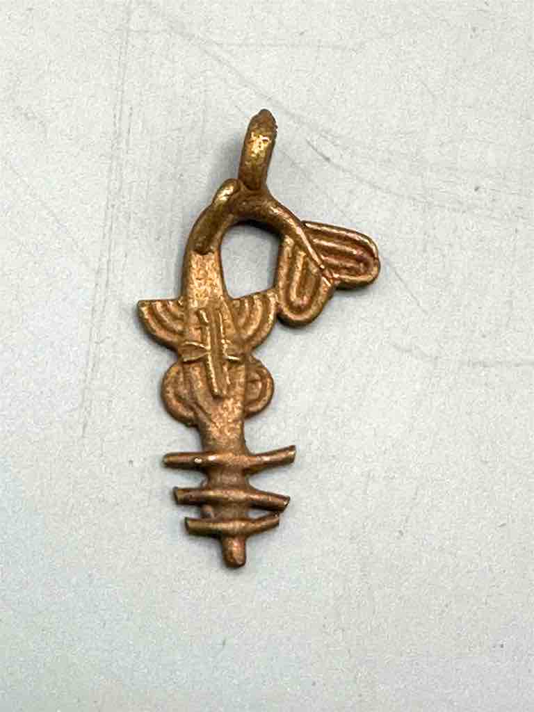 Small African Brass Sawfish Pendant -right oriented tail - Ghana