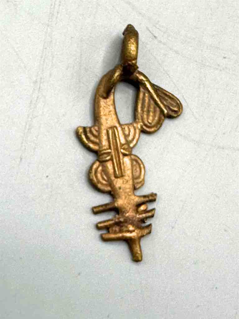 Small African Brass Sawfish Pendant -right oriented tail - Ghana