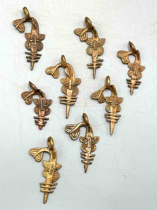 Half Dozen African Brass Sawfish Pendant - left oriented tail - Ghana