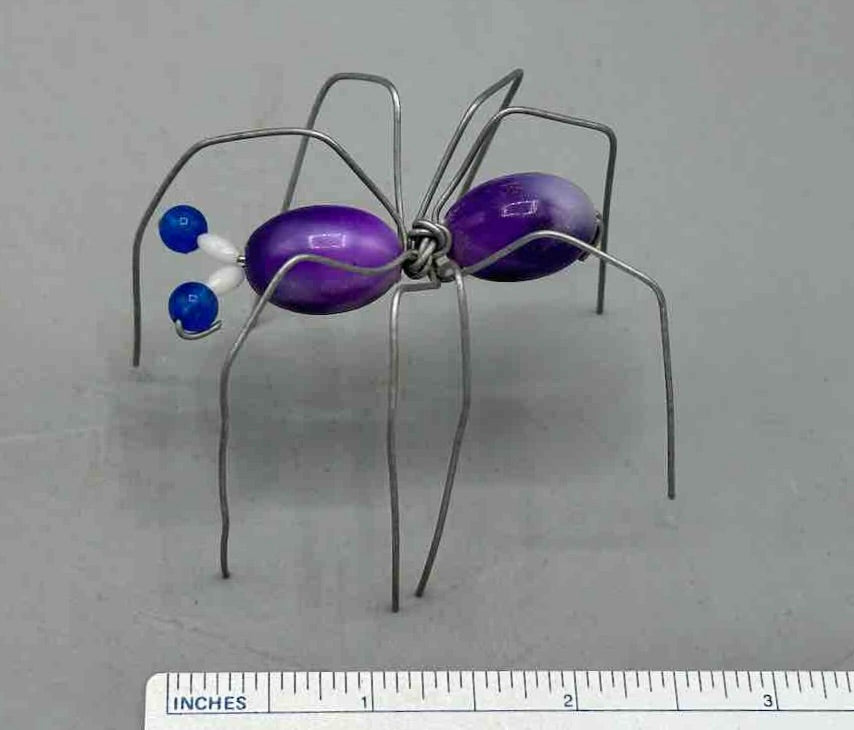 Beaded Wire Decor African Small Purple Spider Insect