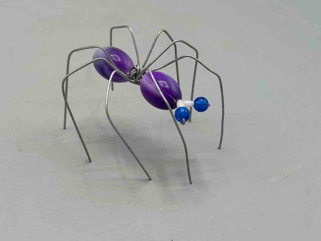 Beaded Wire Decor African Small Purple Spider Insect