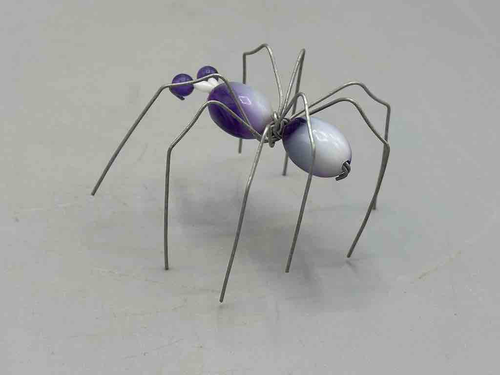 Beaded Wire Decor African Small Purple Spider Insect