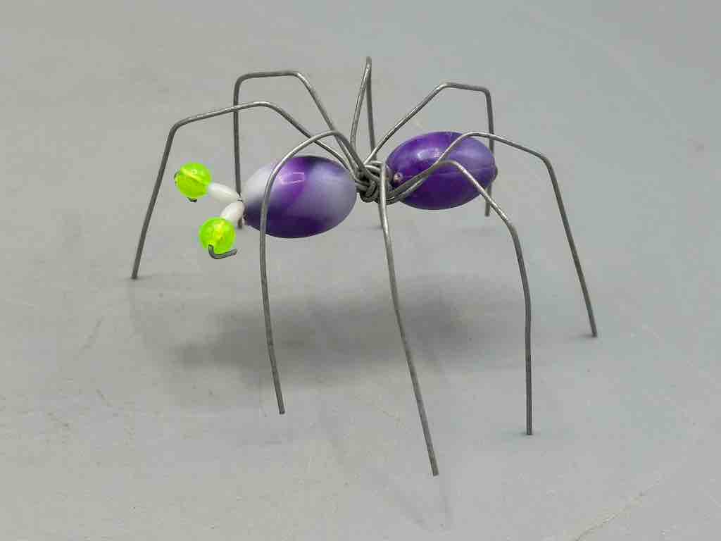 Beaded Wire Decor African Small Purple Spider Insect