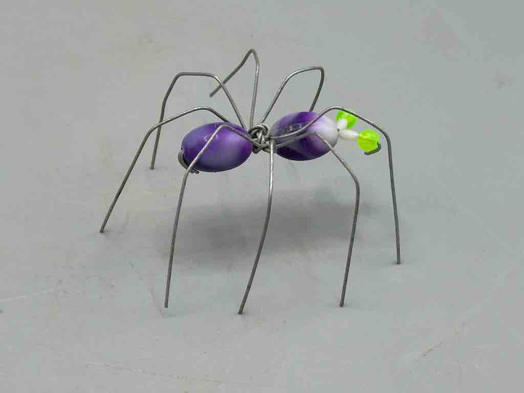 Beaded Wire Decor African Small Purple Spider Insect