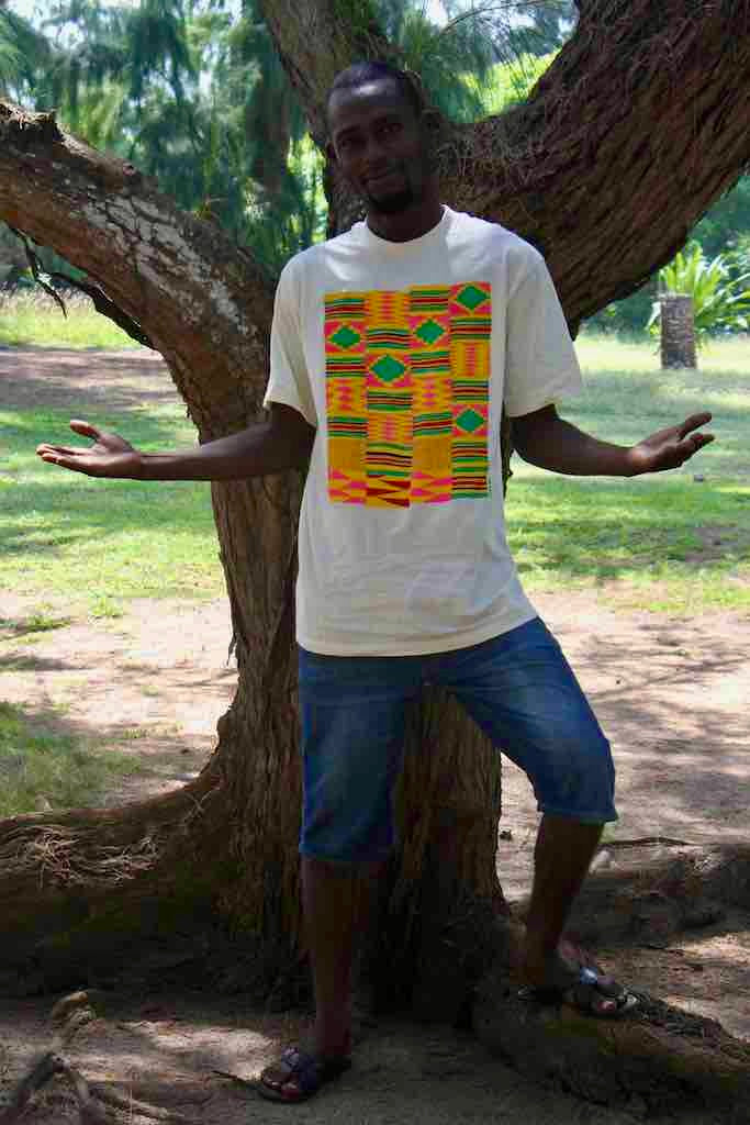 African Pink Kente Cloth Design Natural 100% Cotton T-Shirt
