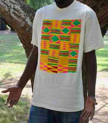 African Pink Kente Cloth Design Natural 100% Cotton T-Shirt
