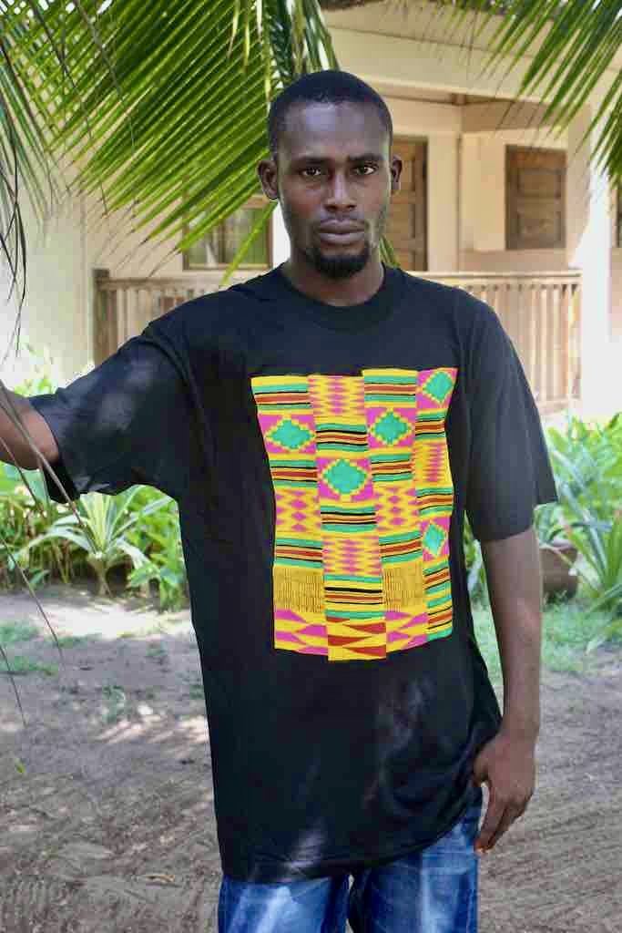 African Pink Kente Cloth Design Natural 100% Cotton T-Shirt