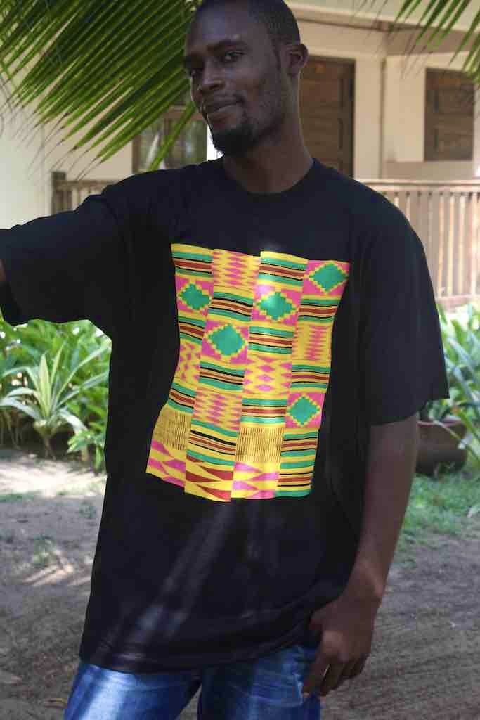 African Pink Kente Cloth Design Natural 100% Cotton T-Shirt