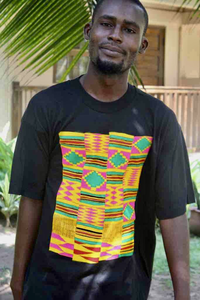African Pink Kente Cloth Design Natural 100% Cotton T-Shirt