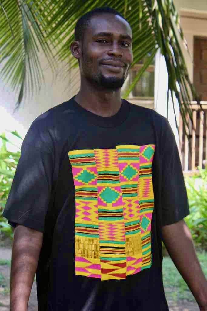 African Pink Kente Cloth Design Natural 100% Cotton T-Shirt