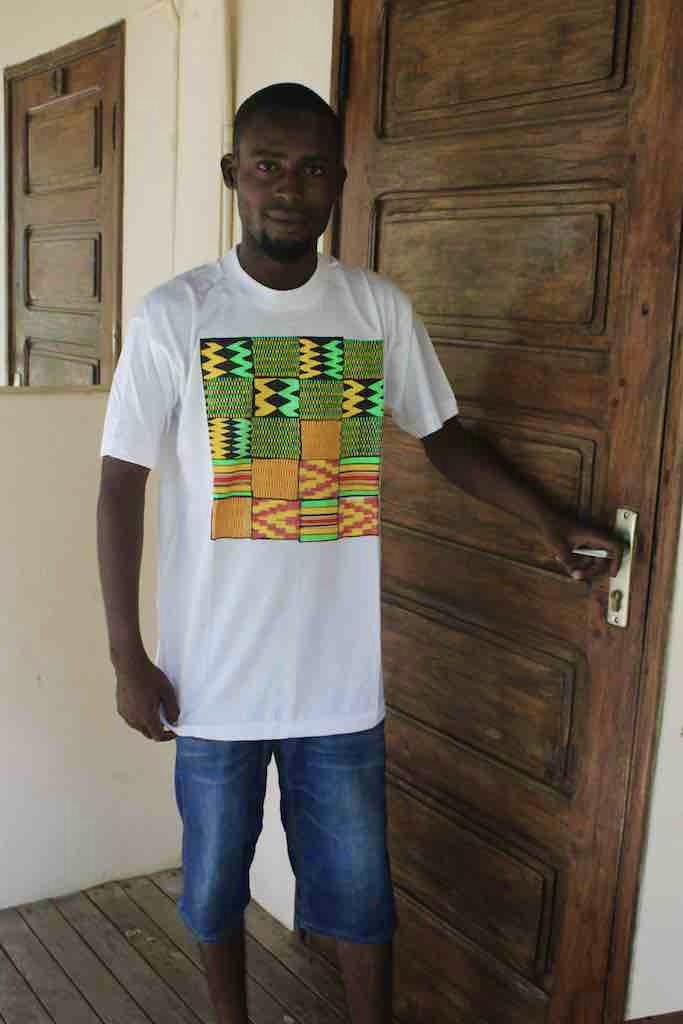 African Green Kente Cloth Design Natural 100% Cotton T-Shirt