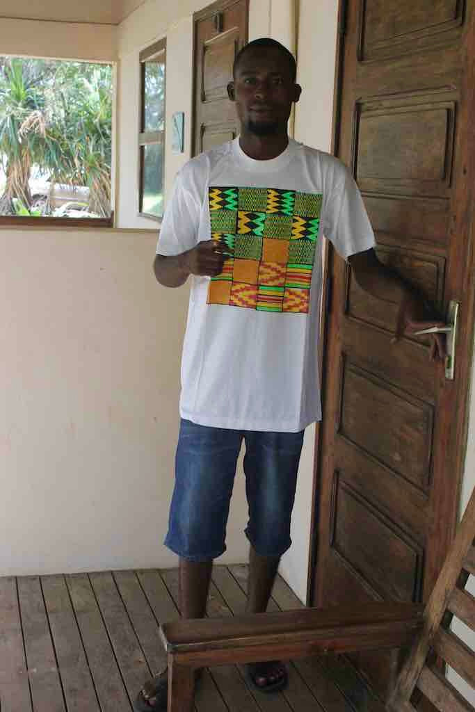 African Green Kente Cloth Design Natural 100% Cotton T-Shirt