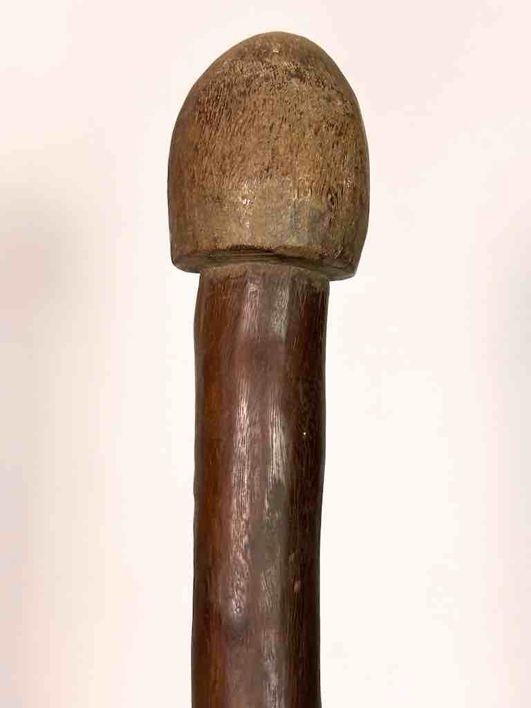 Very Old Used Phallic Motif Pestle, on Base - Ivory Coast