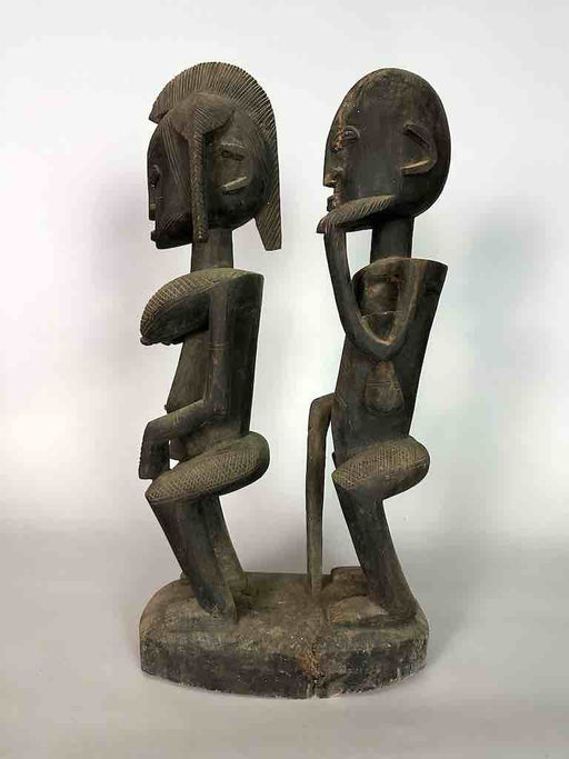 Dogon In-Line Primordial Couple Ancestor Spirit Statue | 23" - Mali