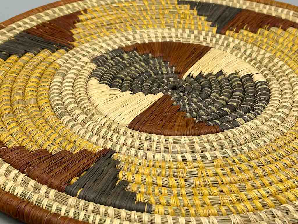 Large Flat Batwa Raffia Plate - Uganda