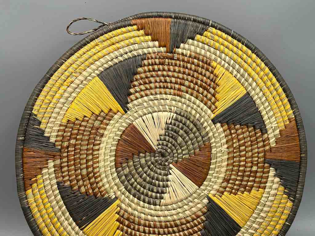 Large Flat Batwa Raffia Plate - Uganda