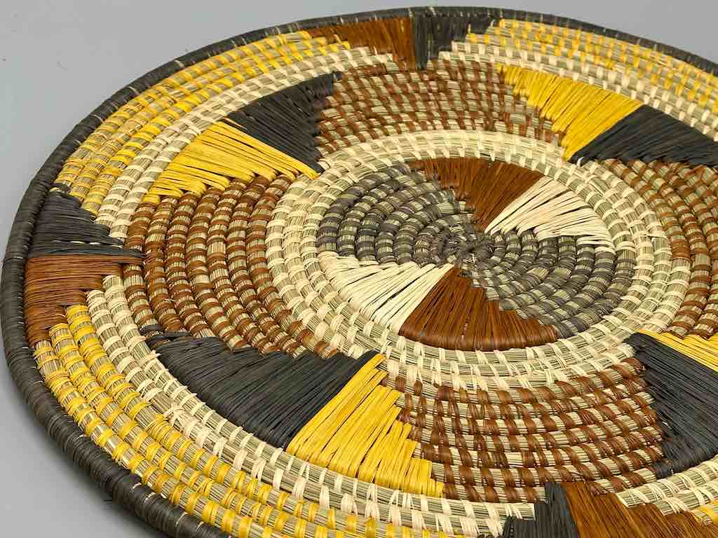 Large Flat Batwa Raffia Plate - Uganda