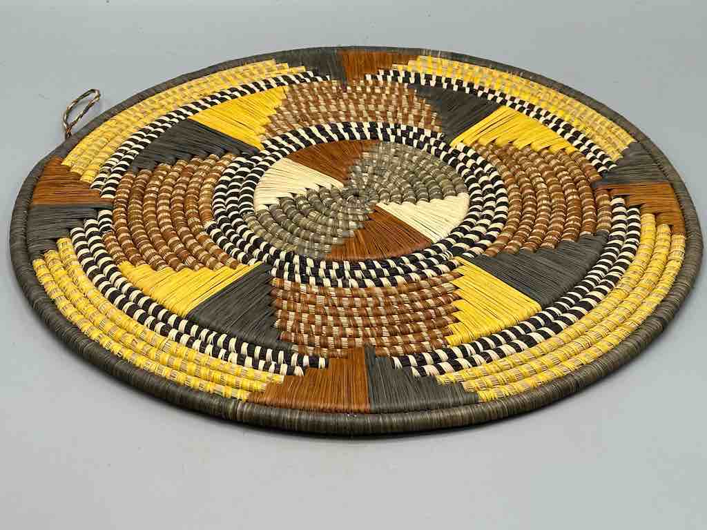 Large Flat Batwa Raffia Plate - Uganda