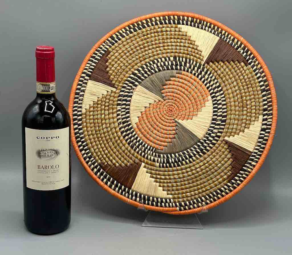 Large Flat Batwa Raffia Plate - Uganda