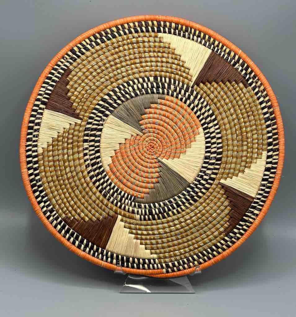 Large Flat Batwa Raffia Plate - Uganda