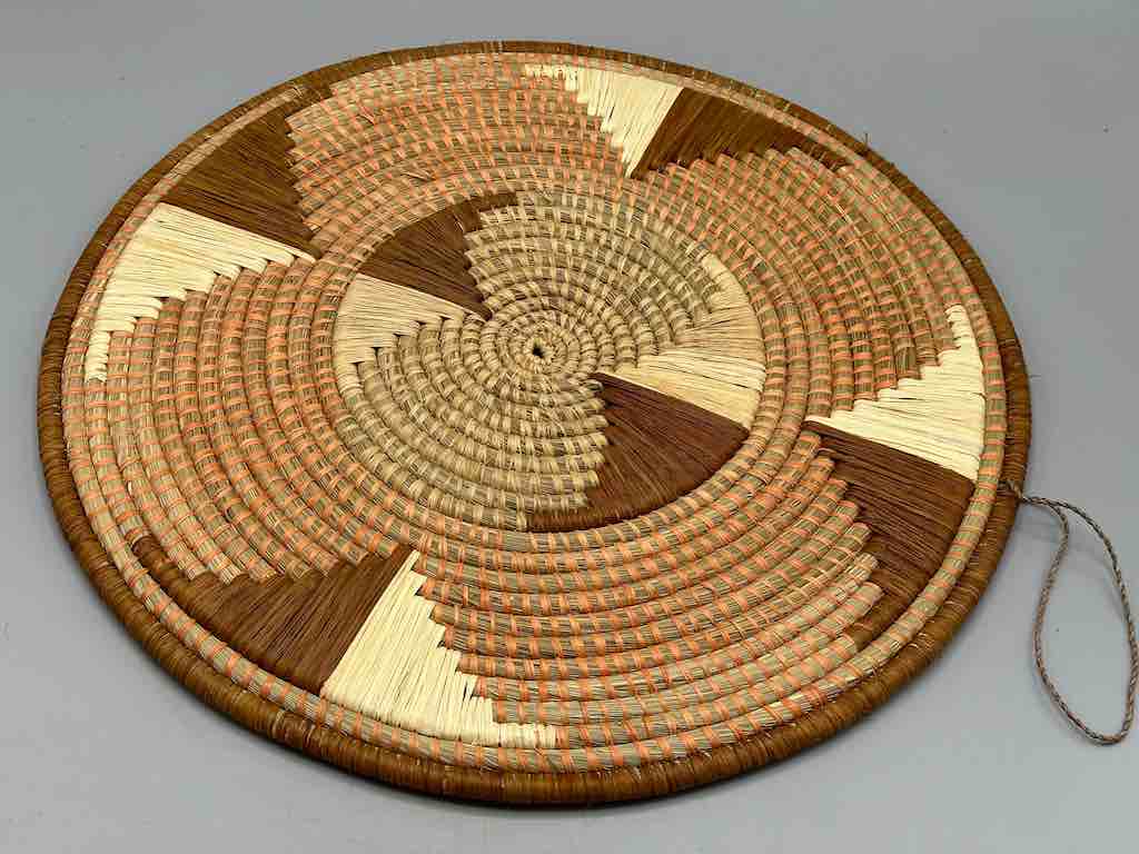 Large Flat Batwa Raffia Plate - Uganda