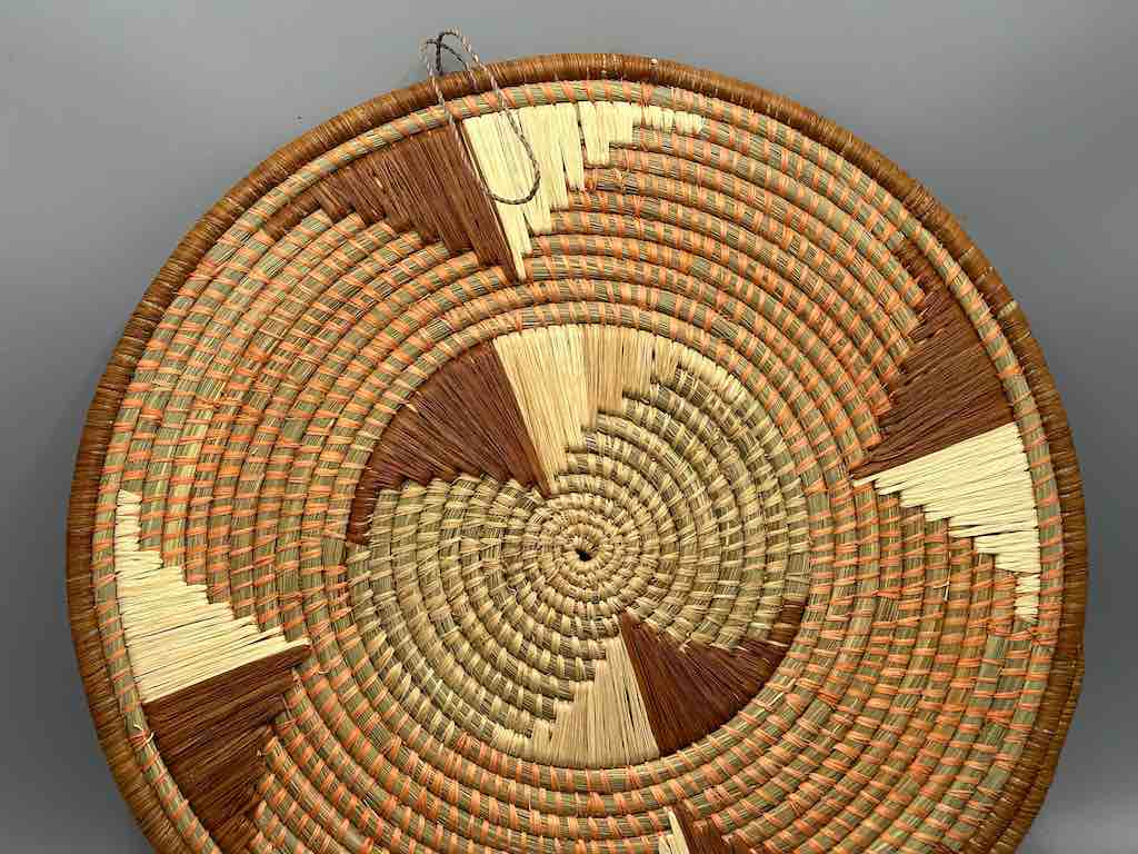 Large Flat Batwa Raffia Plate - Uganda