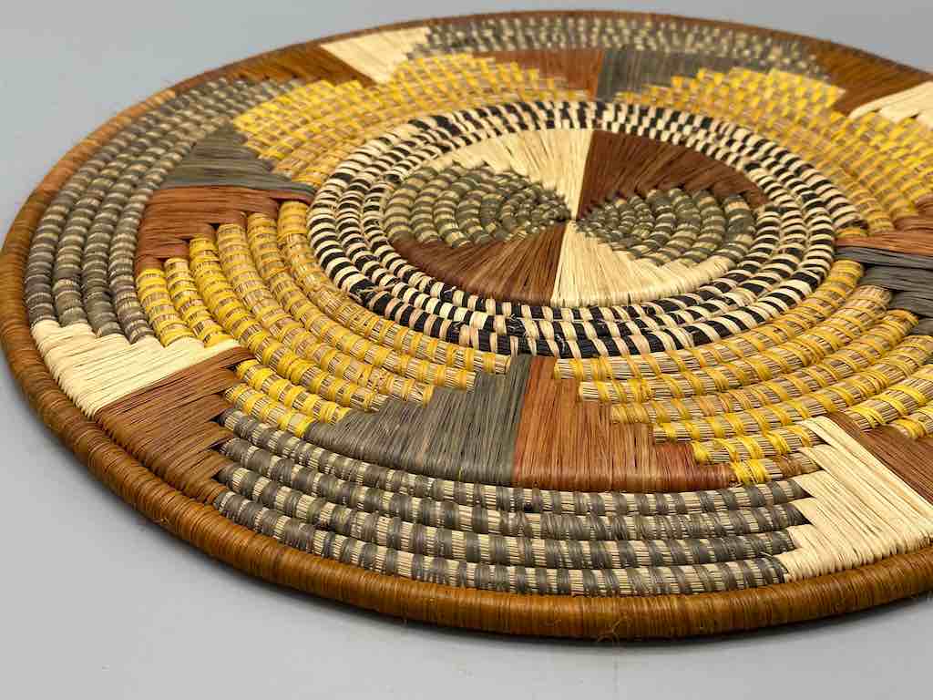 Large Flat Batwa Raffia Plate - Uganda