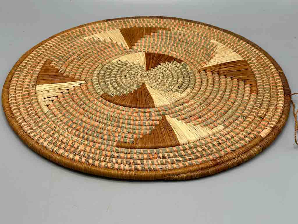 Large Flat Batwa Raffia Plate - Uganda