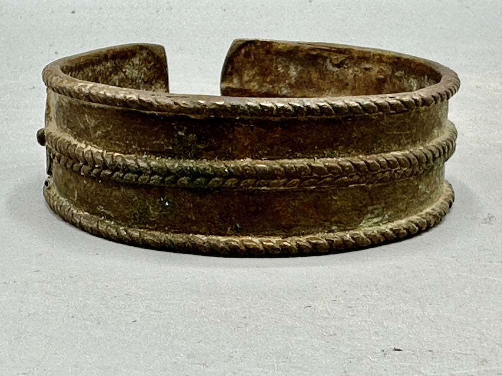 Dogon Vintage Wide Cast Brass Bracelet - Mali