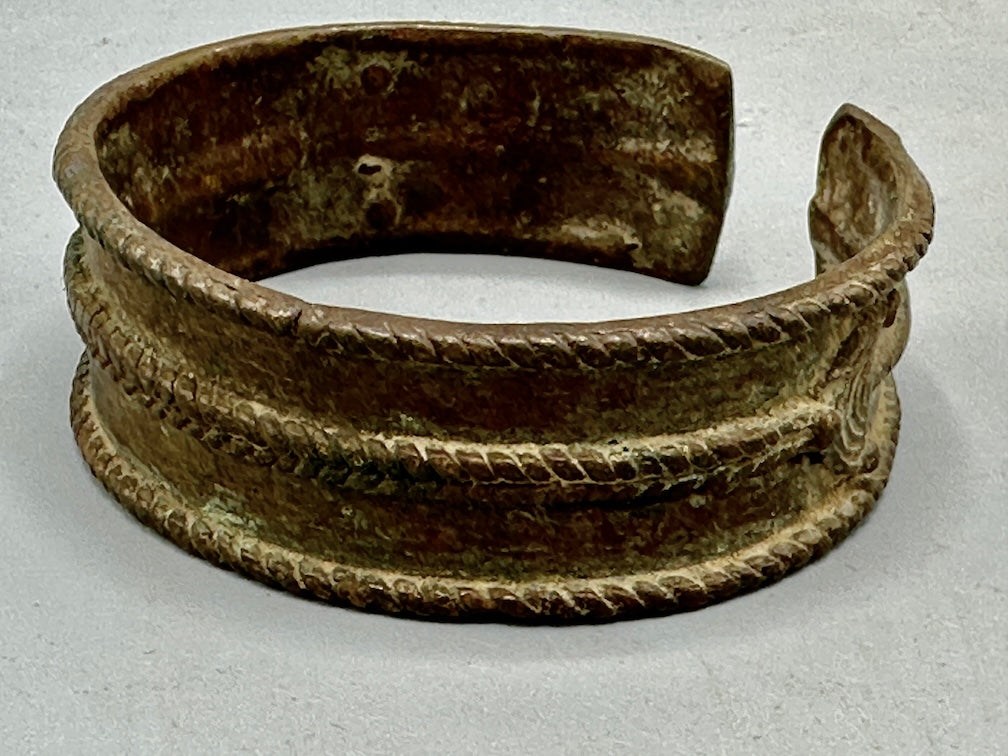 Dogon Vintage Wide Cast Brass Bracelet - Mali