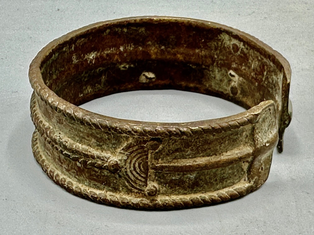 Dogon Vintage Wide Cast Brass Bracelet - Mali