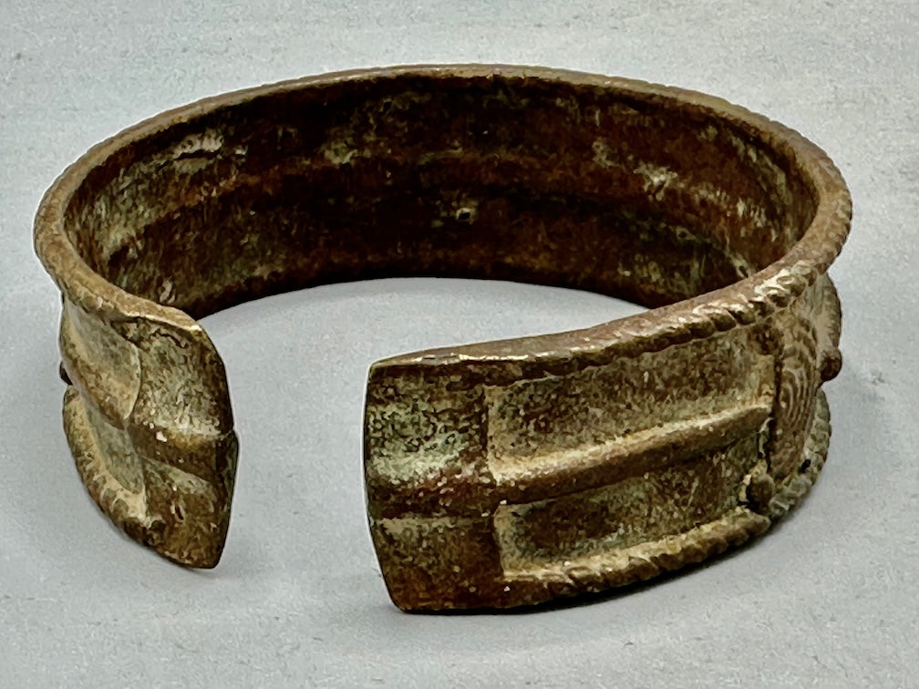 Dogon Vintage Wide Cast Brass Bracelet - Mali