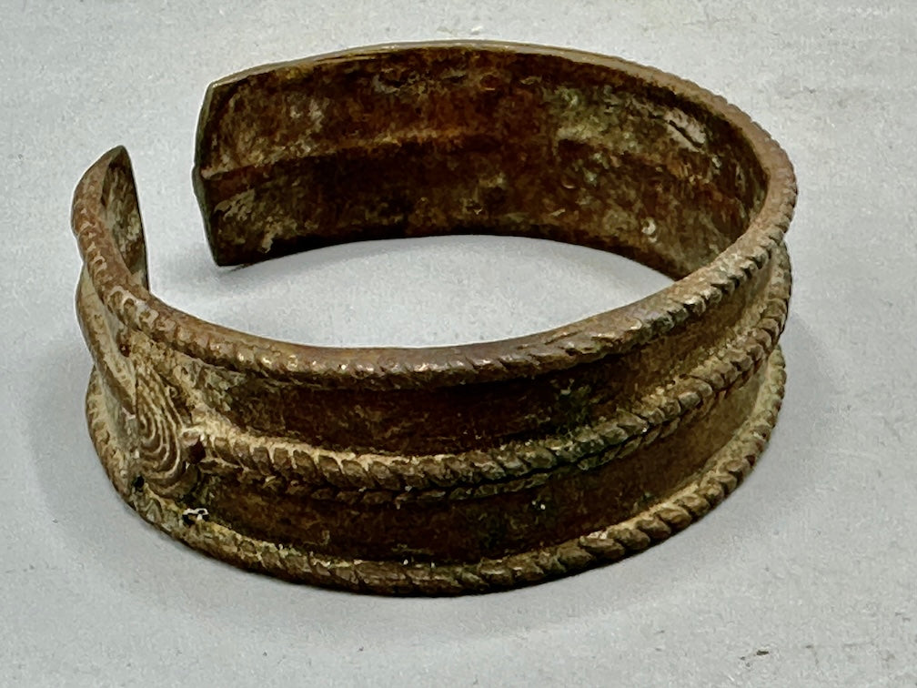 Dogon Vintage Wide Cast Brass Bracelet - Mali