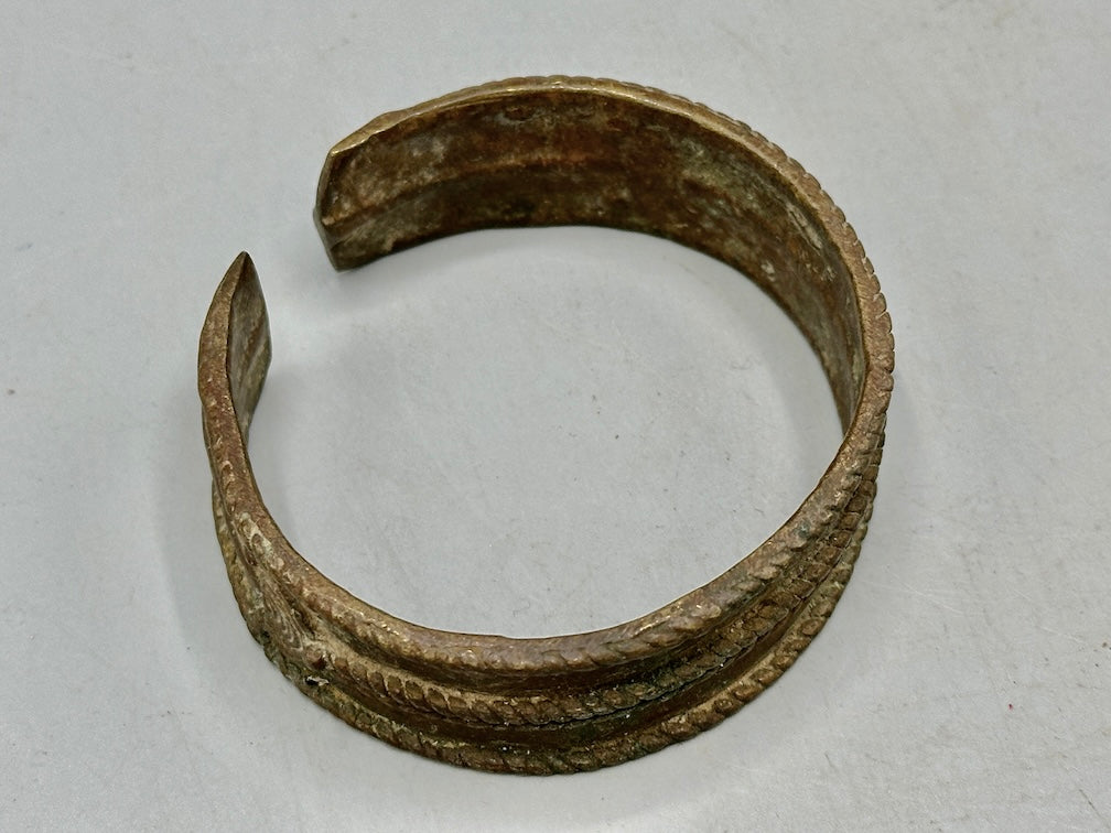 Dogon Vintage Wide Cast Brass Bracelet - Mali