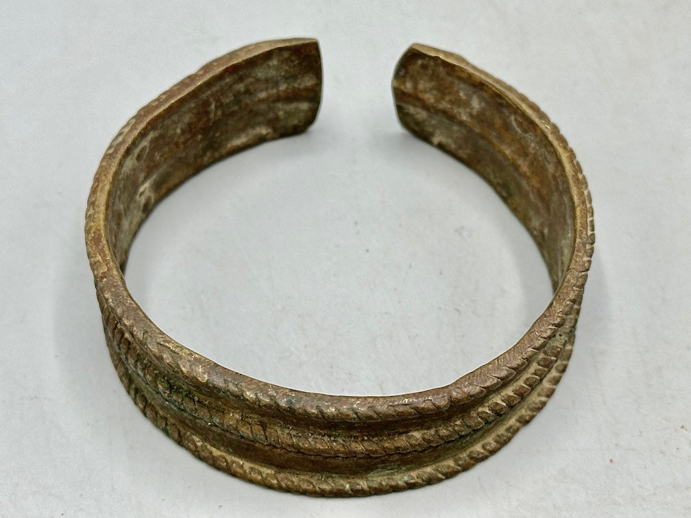 Dogon Vintage Wide Cast Brass Bracelet - Mali