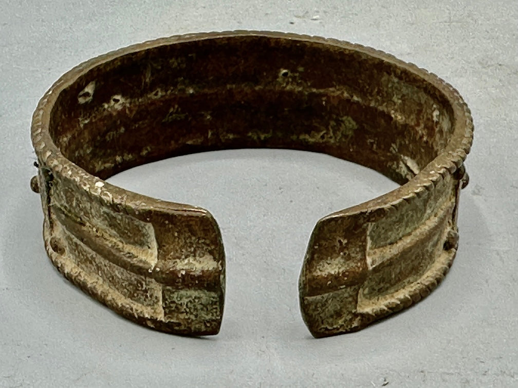 Dogon Vintage Wide Cast Brass Bracelet - Mali