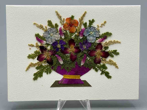 Handmade Pressed Dried Real Flower Small Gift Card - Floral Bouquet