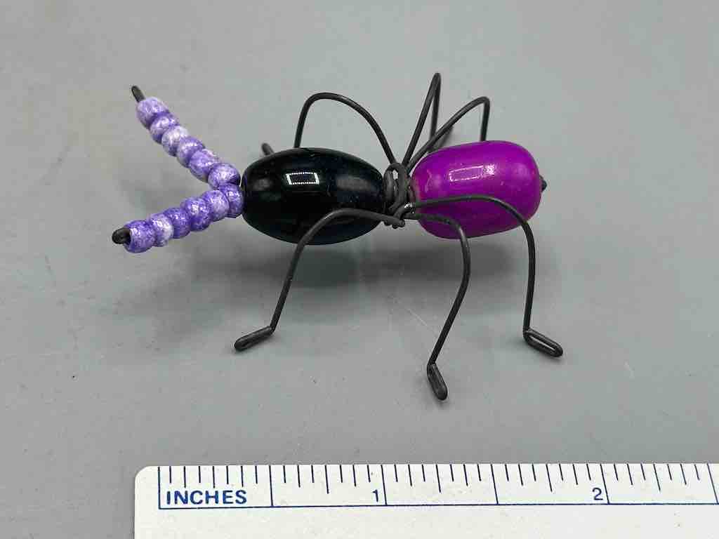 Beaded Wire Decor African Small Black/Grape Ant Insect