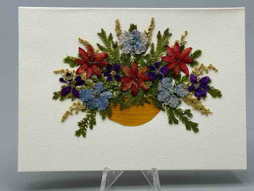 Handmade Pressed Dried Real Flower Small Gift Card - Floral Bouquet