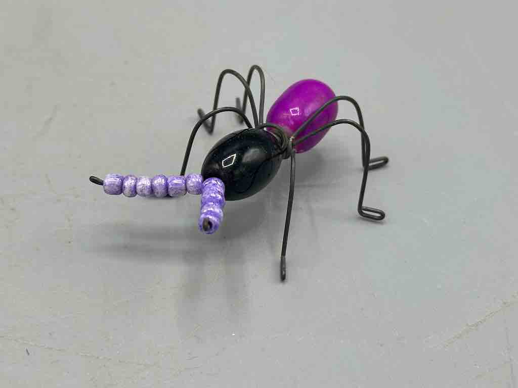 Beaded Wire Decor African Small Black/Grape Ant Insect