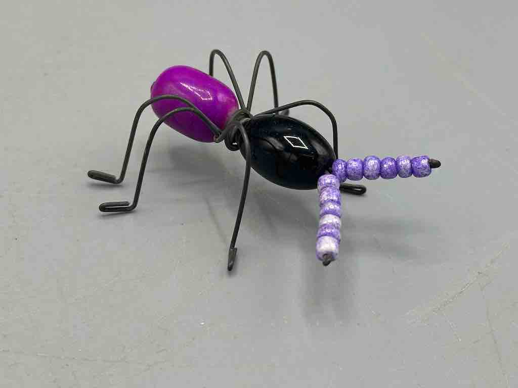 Beaded Wire Decor African Small Black/Grape Ant Insect